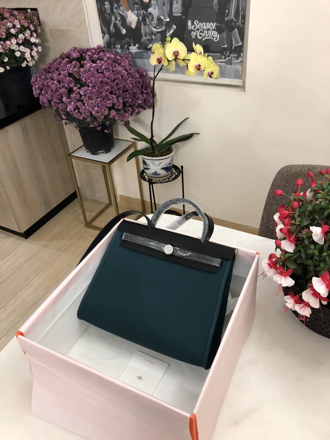 Replica H**me5 Birkin Bag 31 Canvas Leather HerBag