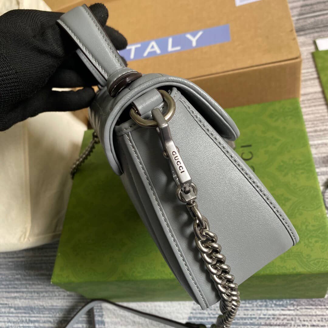 Gvc*1 GG Marmont Mini Top Handle Bag Replica Gray 583571