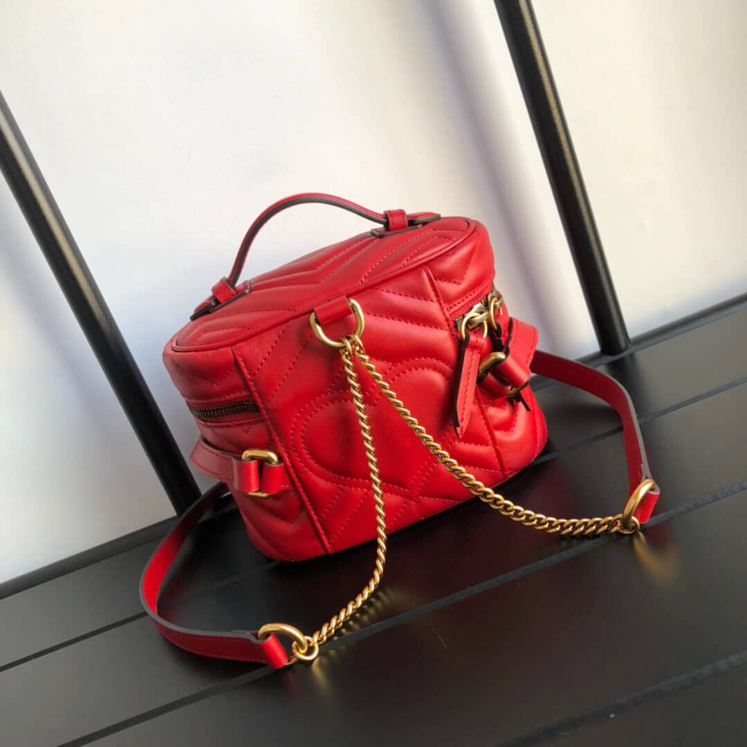 Gvc*1 GG Marmont Matelesse Mini Round Replica Backpack Red 598594