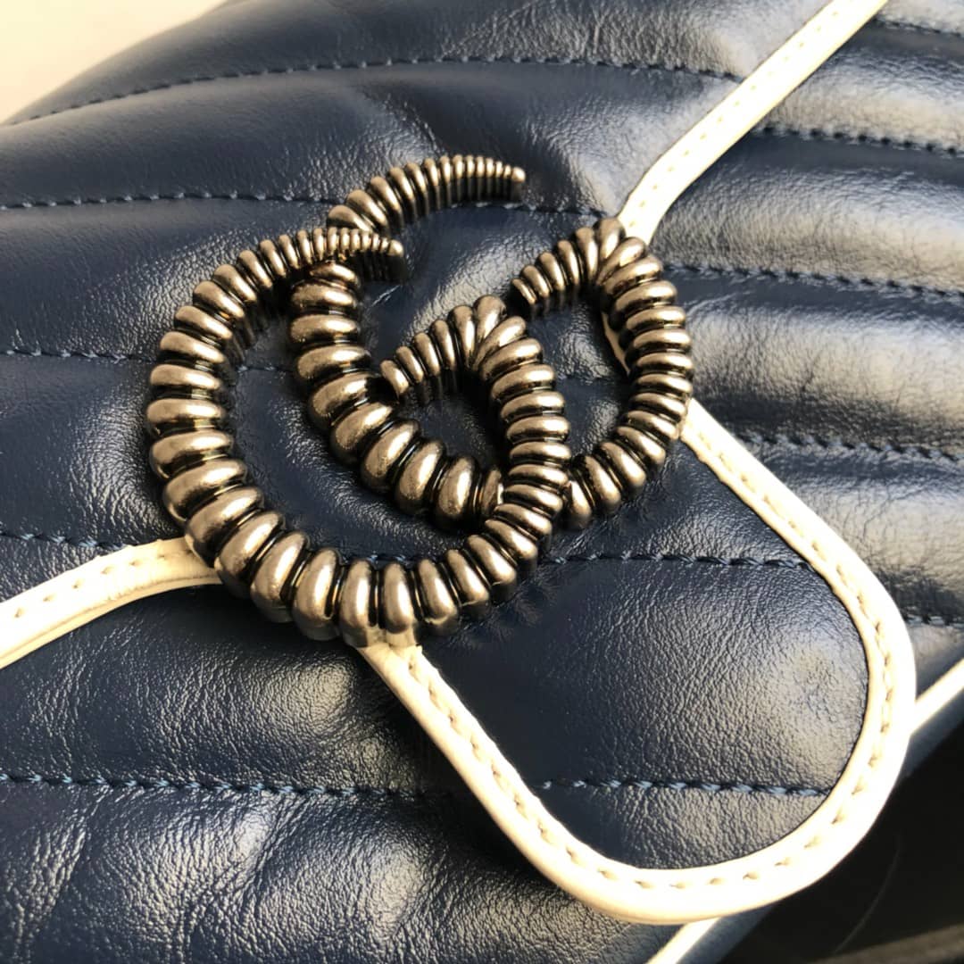 Gvc*1 GG Marmont Mini Matelasse Shoulder Bag Replica Blue 446744