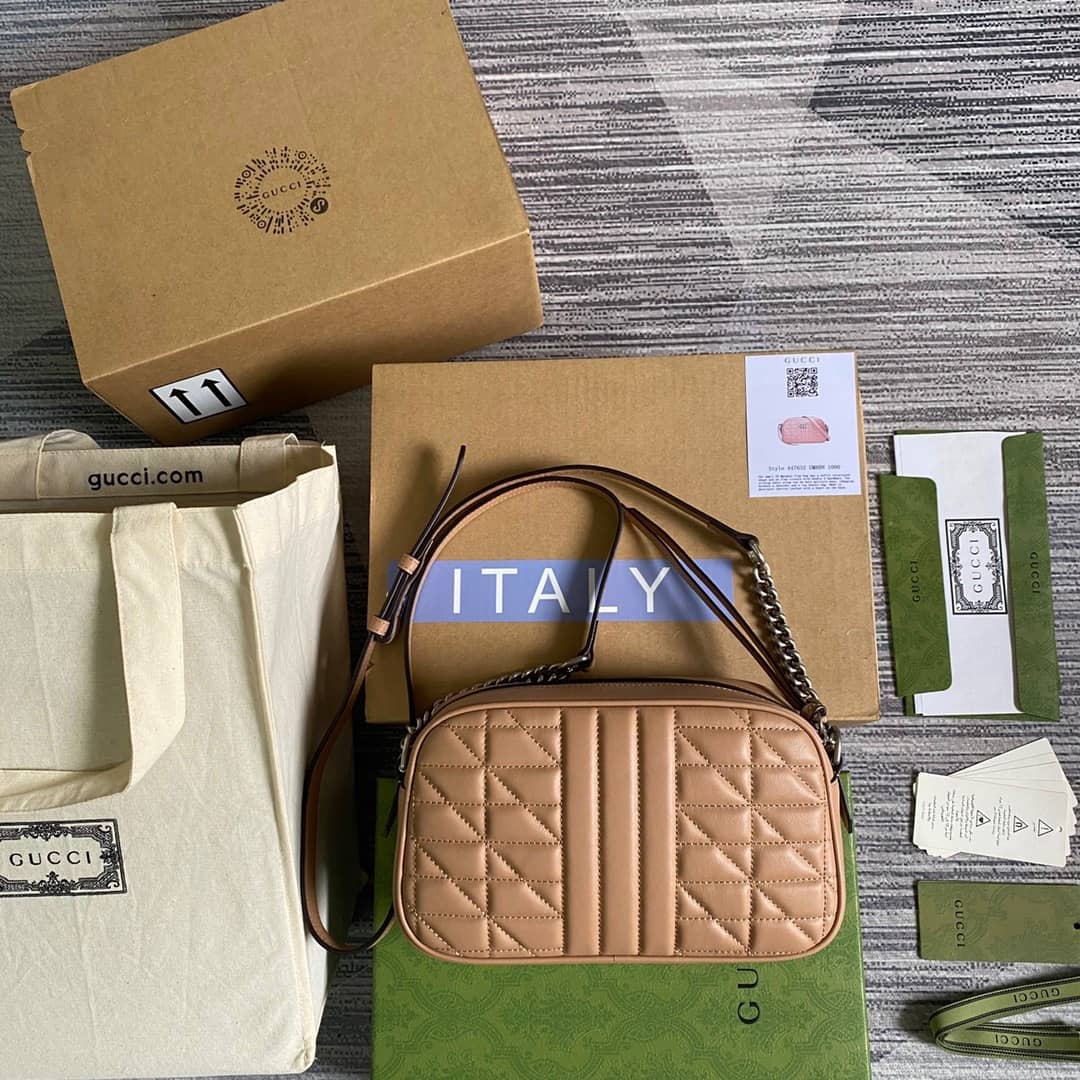 Gvc*1 GG Marmont Small Shoulder Handbag Camera Bag Replica Brown 447632