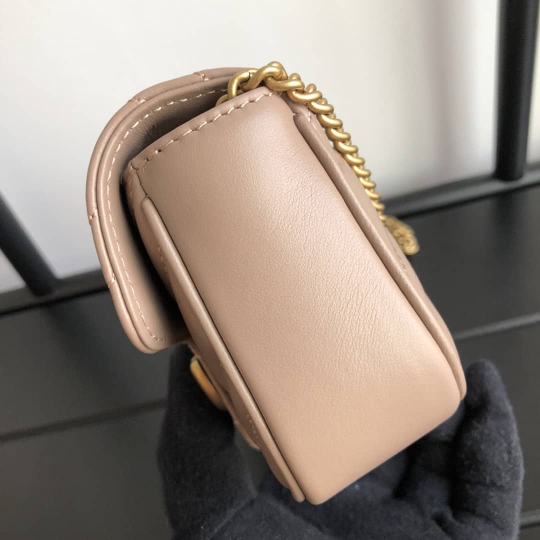 Gvc*1 GG Marmont Matelasse Leather Mini Shoulder Bag Replica Apricot 476433