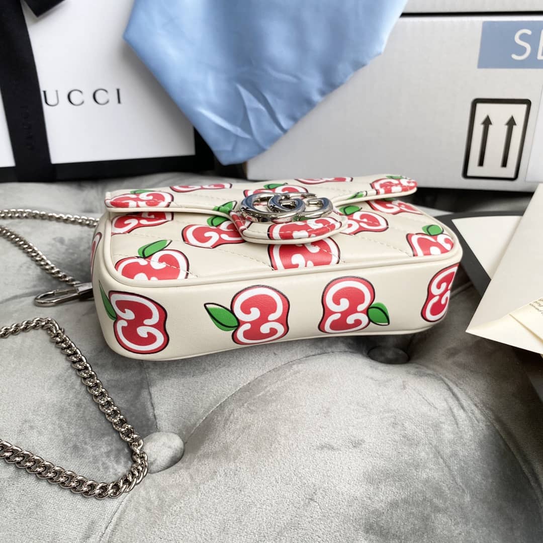 Gvc*1 GG Marmont Matelasse Leather Mini Shoulder Bag Replica White Red 476433