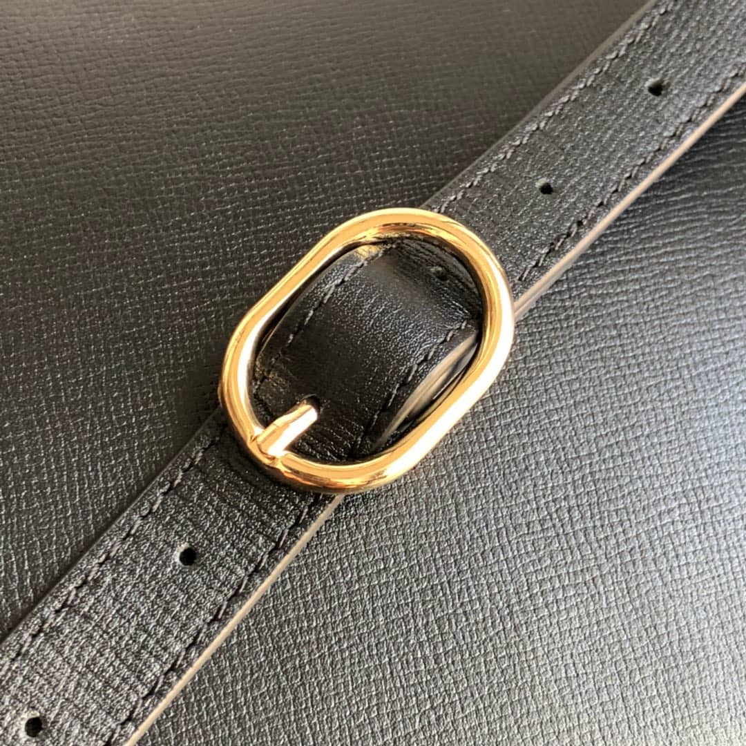 Gvc*1 GG Ring Torchon Leather Shoulder Bag Replica Black 589474