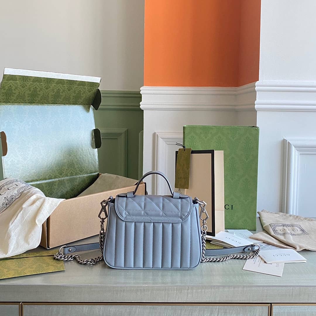 Gvc*1 GG Marmont Canvas Mini Top Handle Crossbody Bag 583571 Replica