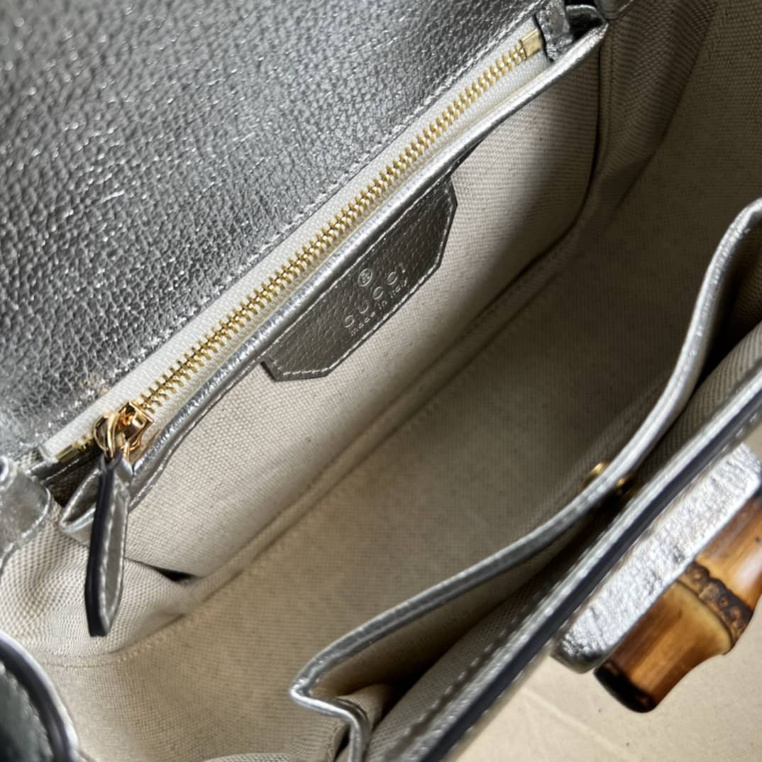 Gvc*1 Bamboo 1947 Small Top Handle Bag 675797 Sliver Replica