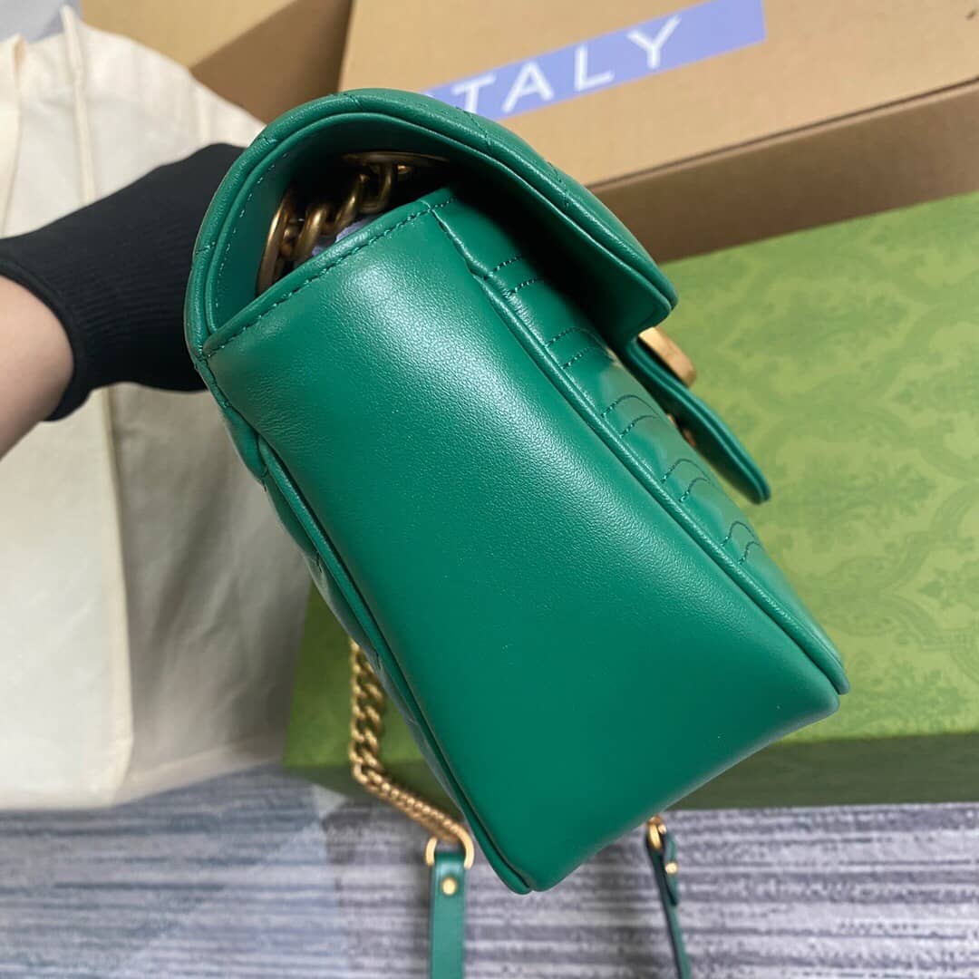 Gvc*1 GG Marmont Matelasse Shoulder Bag Replica Green 443497