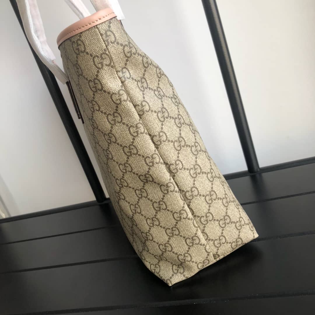 Gvc*1 GG Plus Large Zip Top PVC Replica Tote Gray Pink 211137