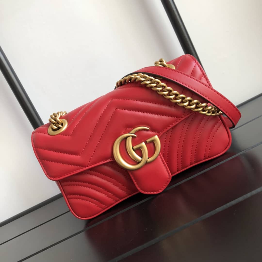 Gvc*1 GG Marmont Mini Matelasse Shoulder Bag Replica Red 446744