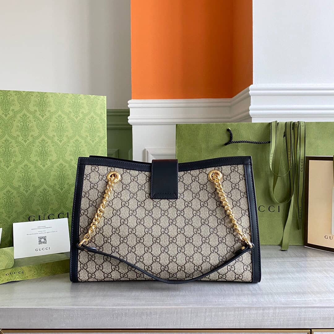 Gvc*1 Padlock Medium GG Svp*me Shoulder Bag Replica Gray Black 479197