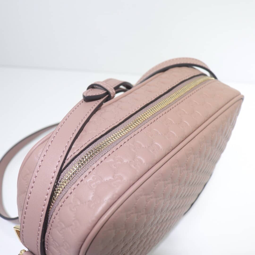 Gvc*1 Bree Gvc*1ssima GG Leather Canvas Camera Bag Replica Apricot 449413