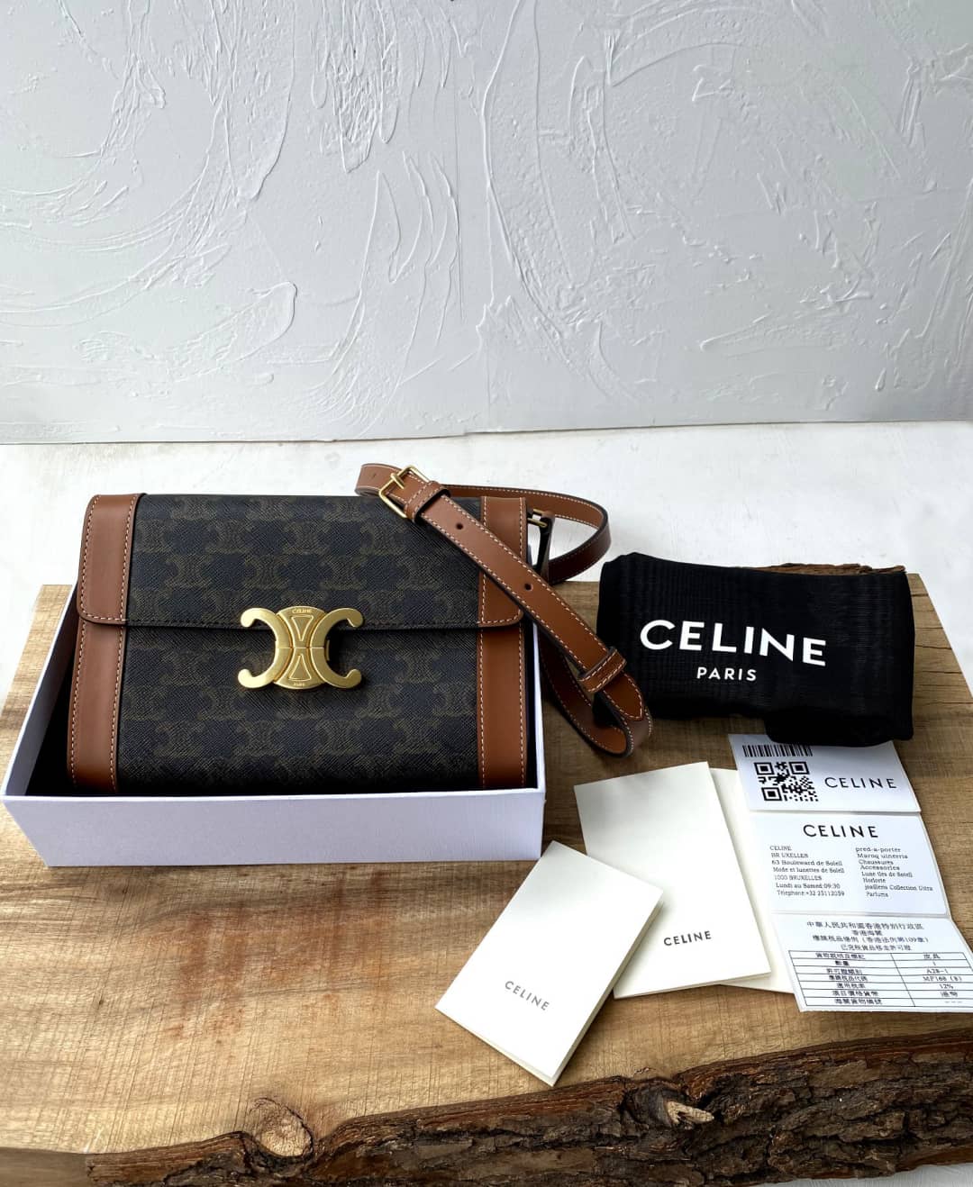 Ce1i*e Triomphe Bag Dupe Calf Leather Shoulder Strap Triomphe Replica Bag