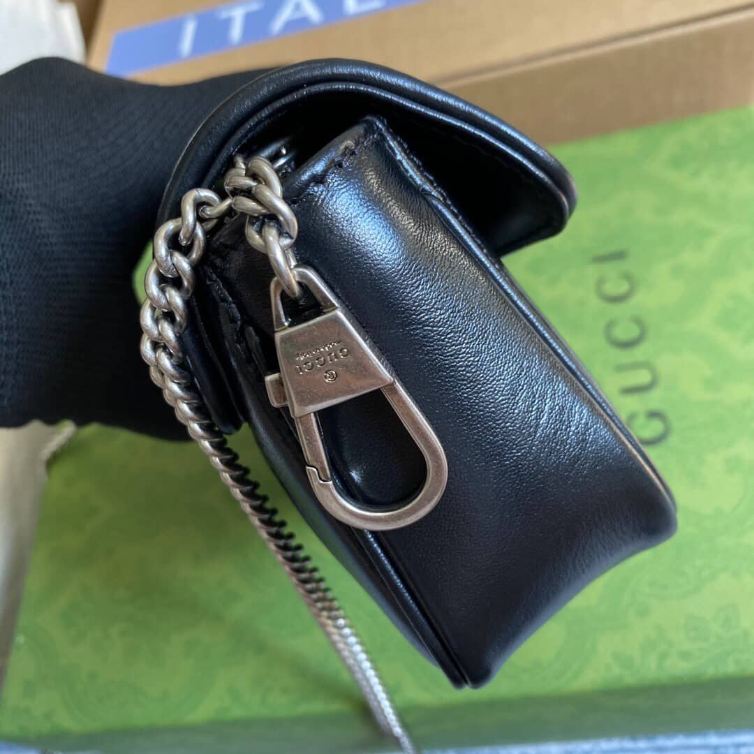 Gvc*1 GG Marmont Matelasse Leather Mini Shoulder Bag Replica Black 476433