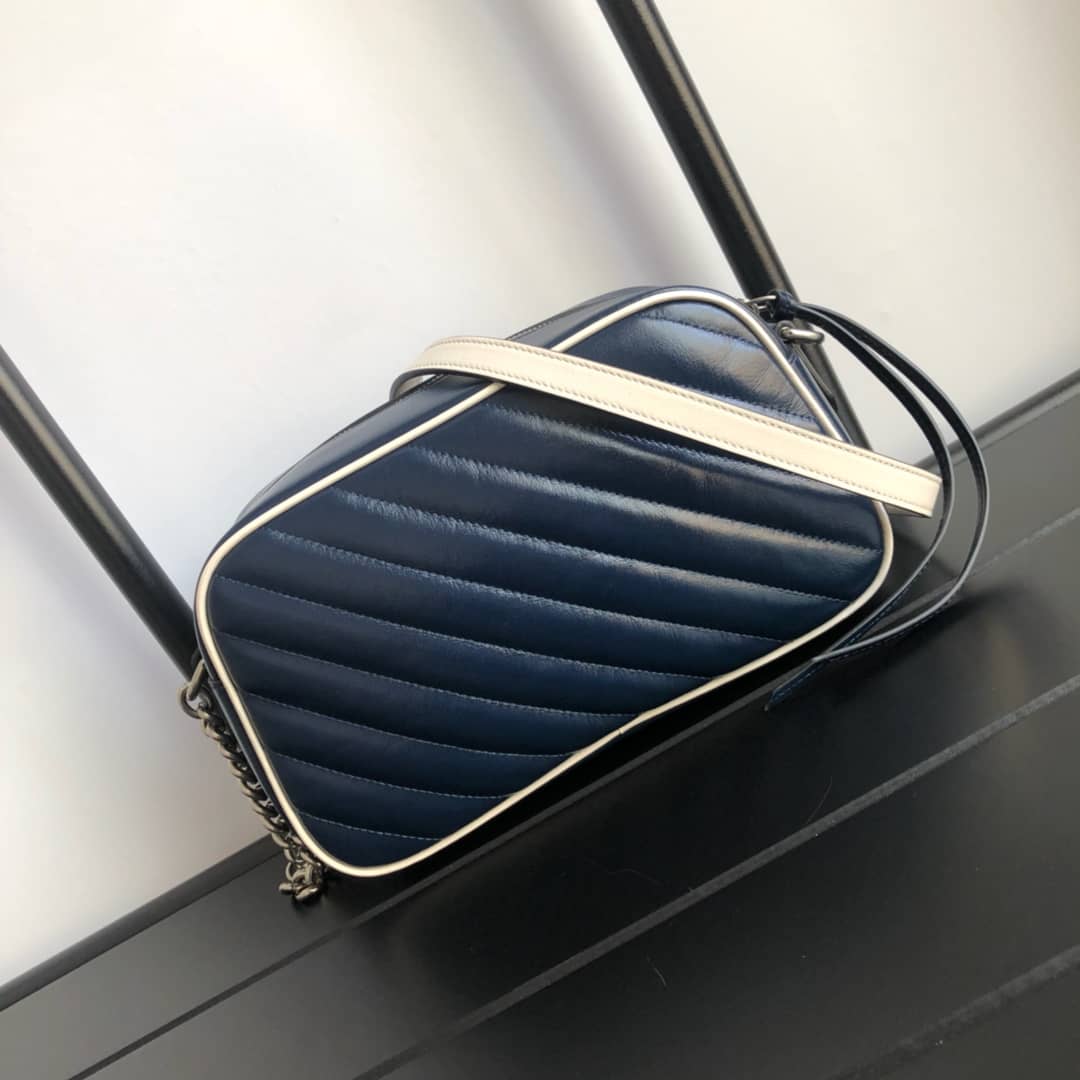 Gvc*1 GG Marmont Small Shoulder Handbag Camera Bag Replica Blue 447632