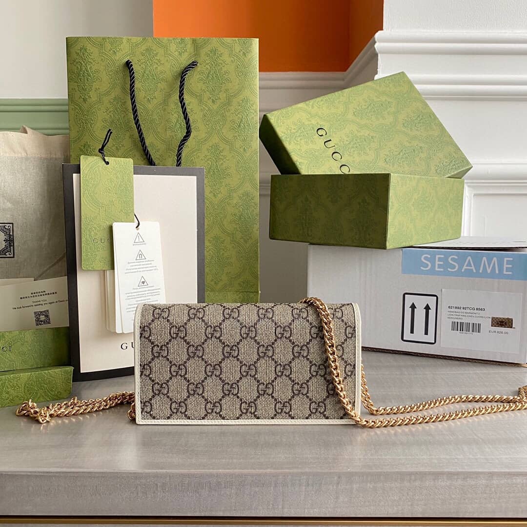 Gvc*1 GG Svp*me Horsebit 1955 Chain Wallet Replica White 621892