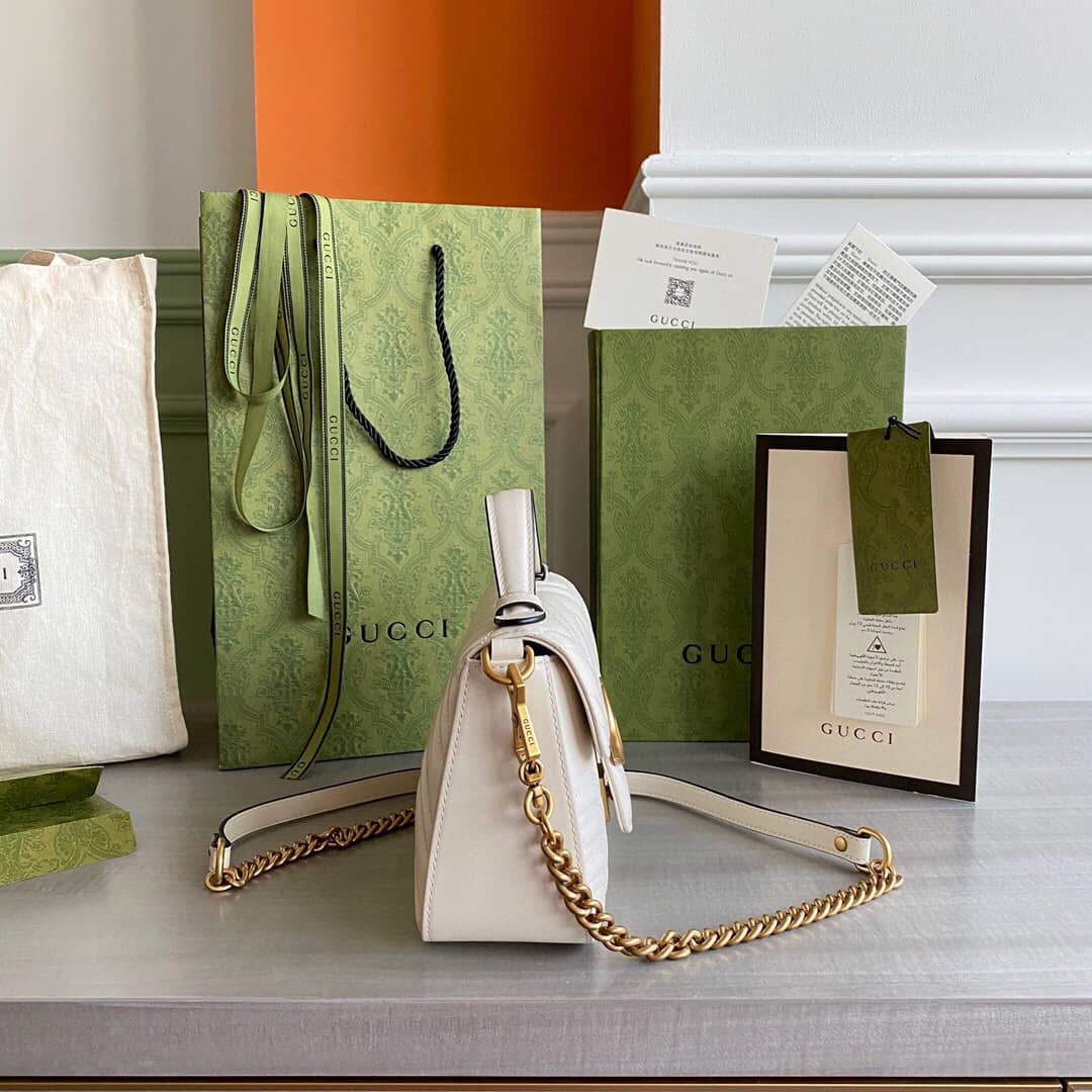 Gvc*1 GG Marmont Mini Leather Top Handle Bag Replica White 547260