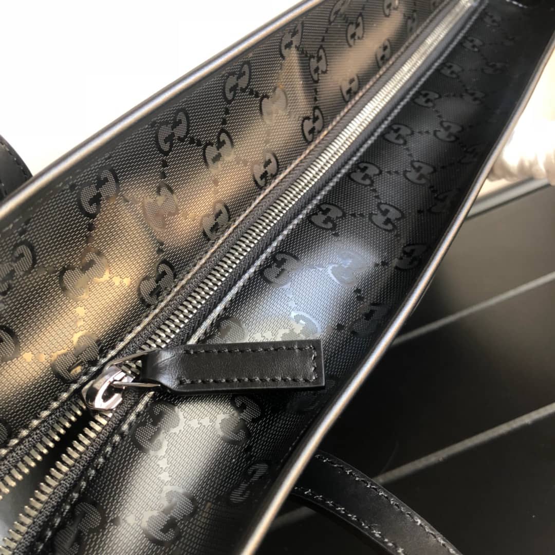 Gvc*1 GG Plus Large Zip Top PVC Replica Tote Black 211137