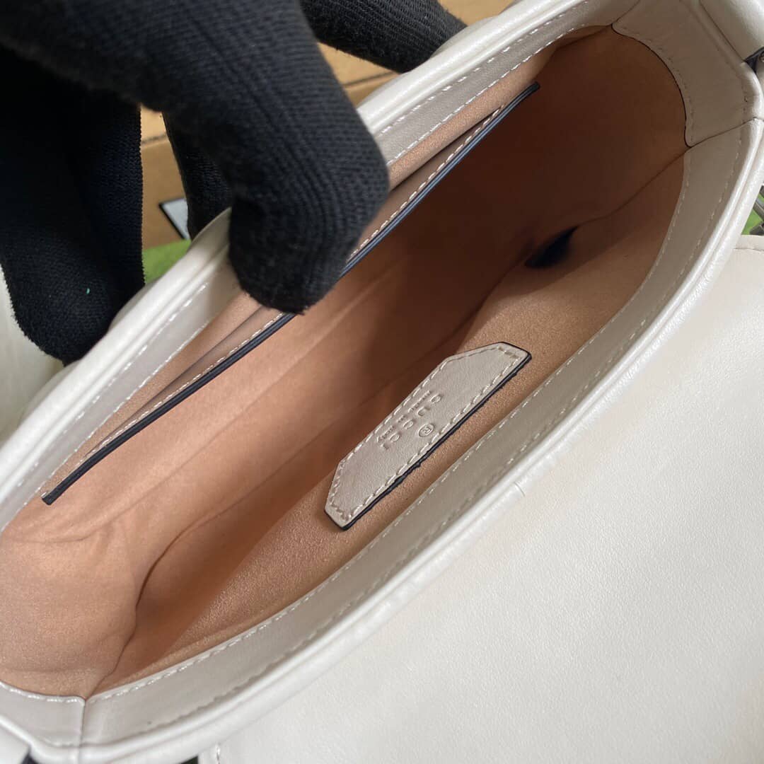 Gvc*1 GG Marmont Mini Top Handle Bag Replica White 583571