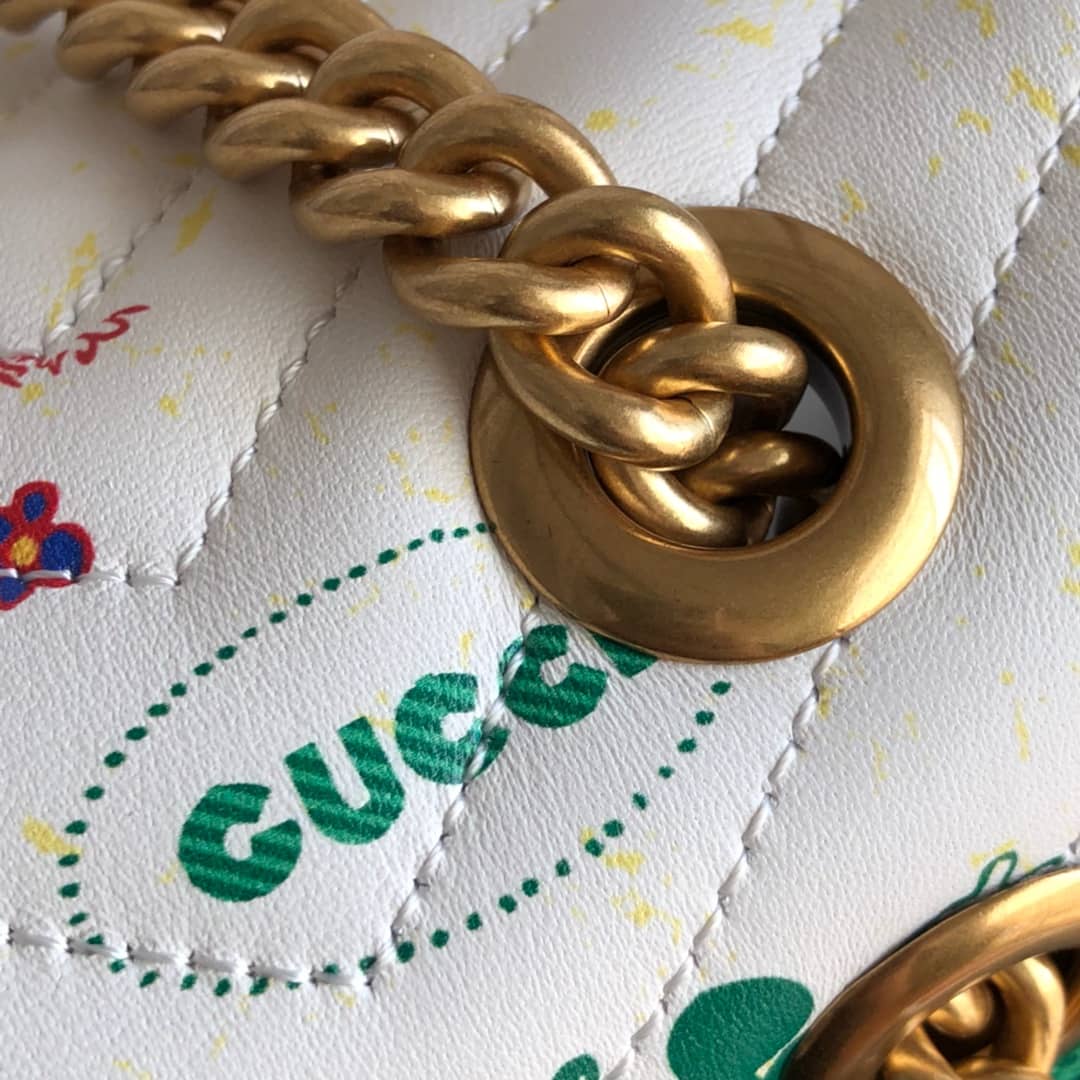 Gvc*1 GG Marmont Matelasse Shoulder Bag Replica White 443497