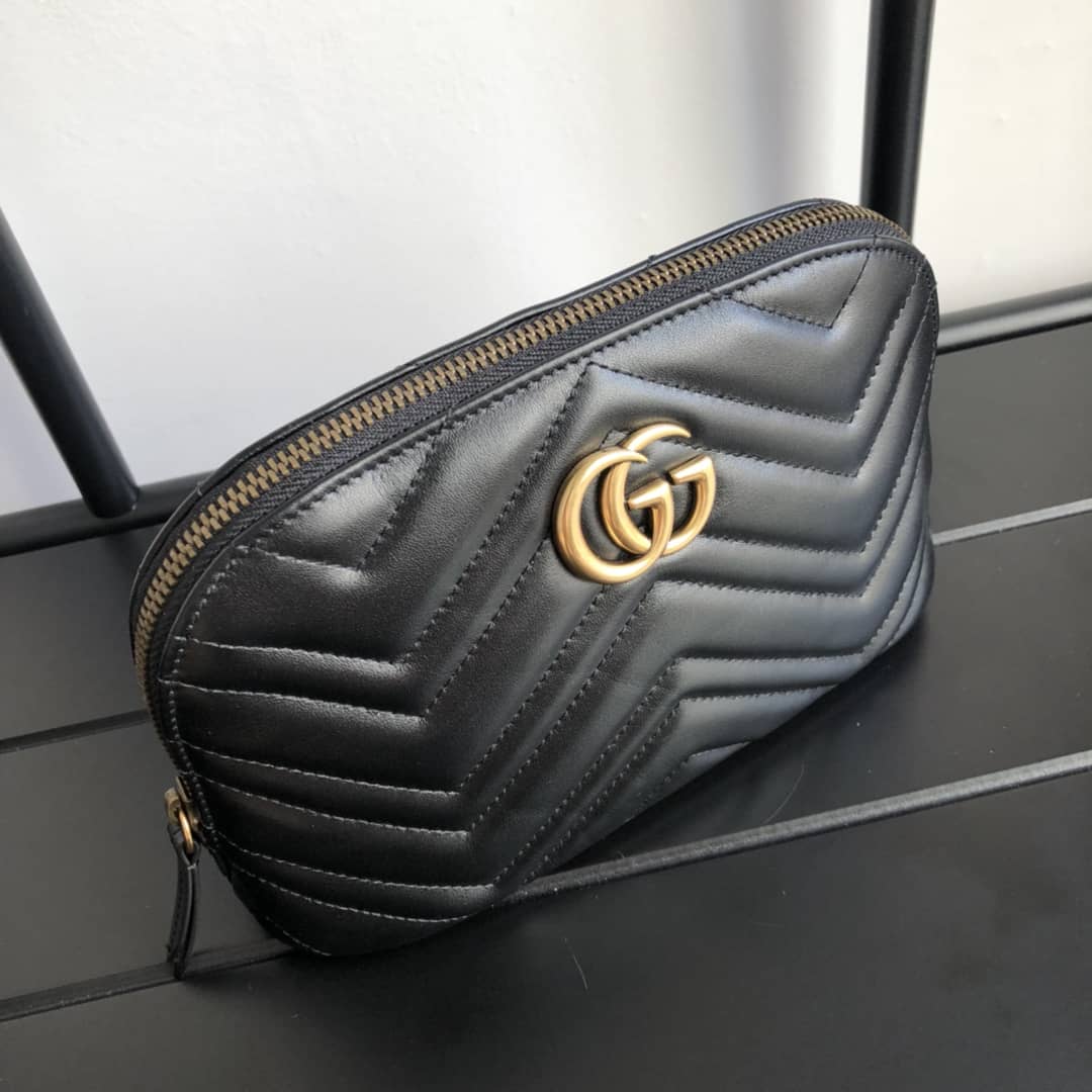 Gvc*1 GG Marmont Quilted Vanity Bag Replica Black 625690