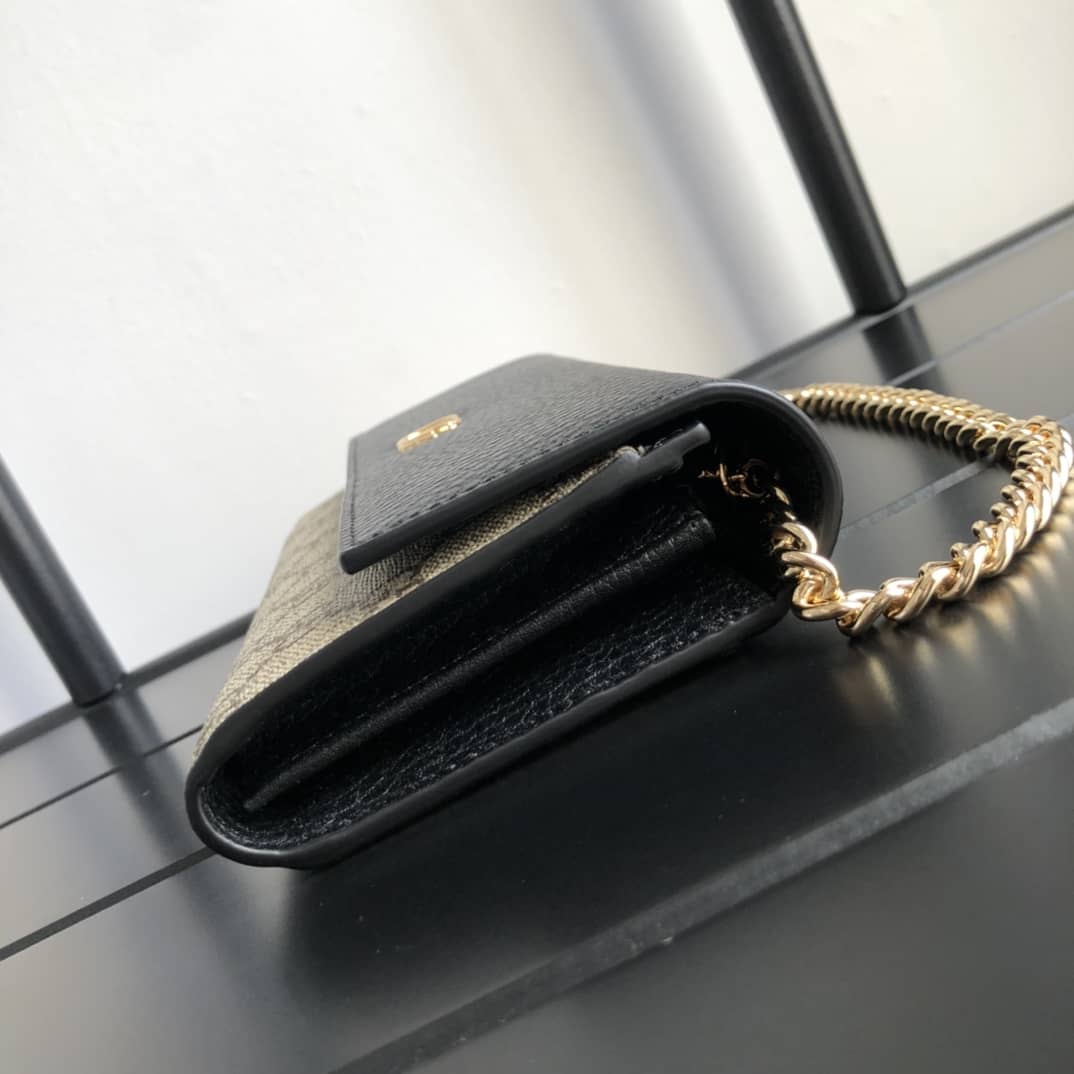 Gvc*1 GG Marmont Chain Wallet Replica Black Brown 546585