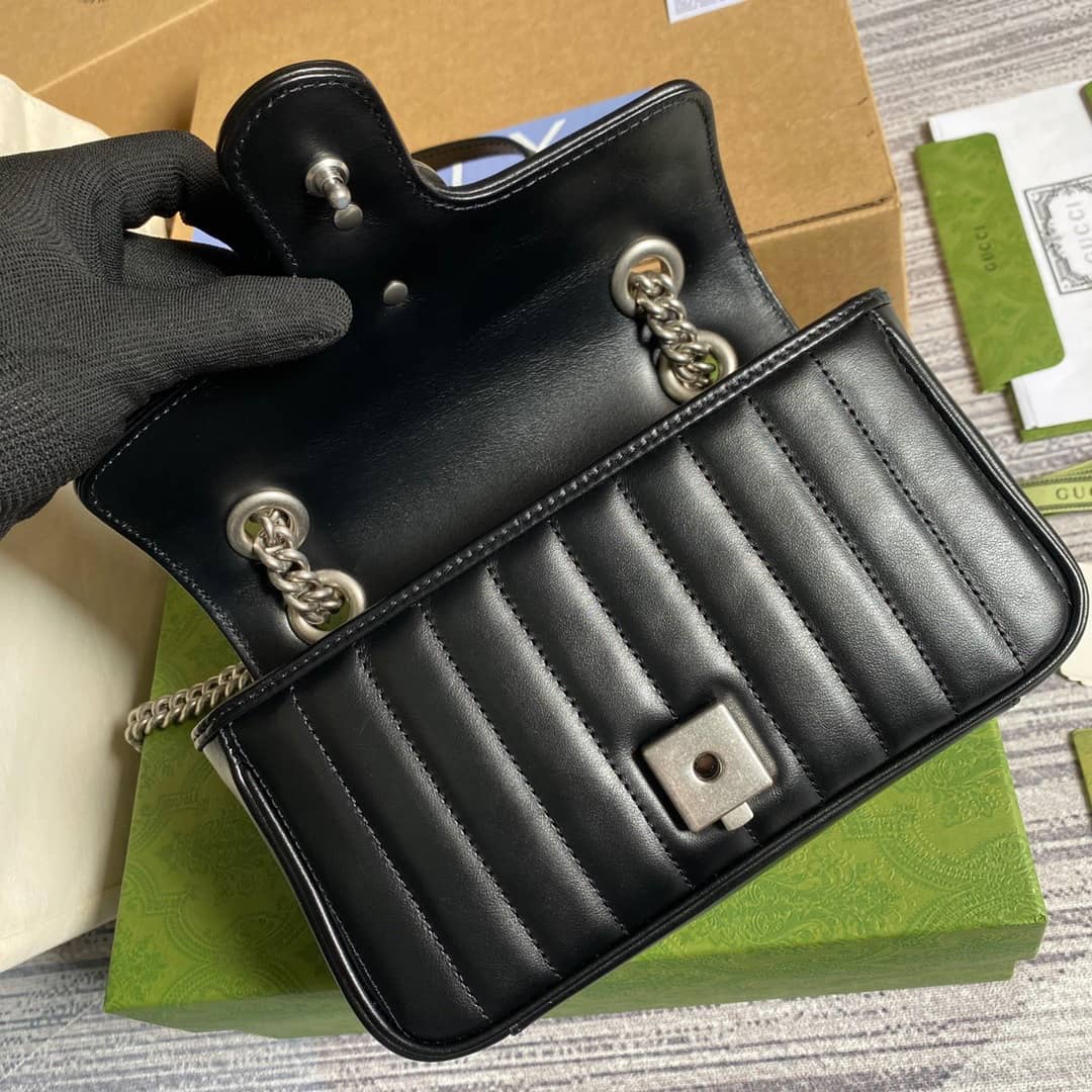 Gvc*1 GG Marmont Mini Matelasse Shoulder Bag Replica Black 446744