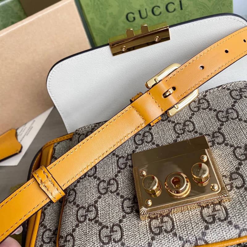 Gvc*1 Padlock Mini GG Svp*me Shoulder Bag Replica White 658487