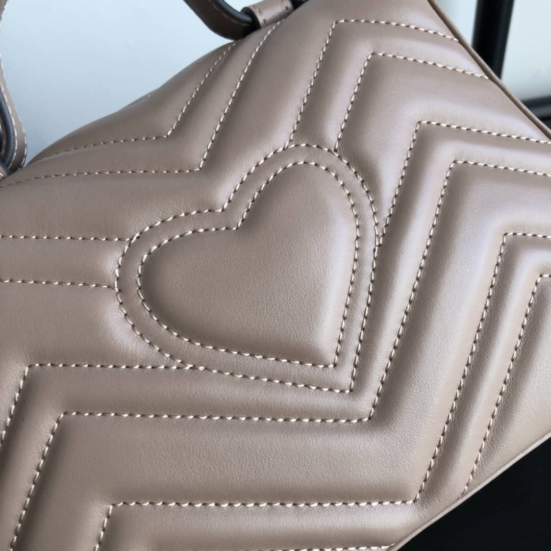 Gvc*1 GG Marmont Mini Leather Top Handle Bag Replica Apricot 547260