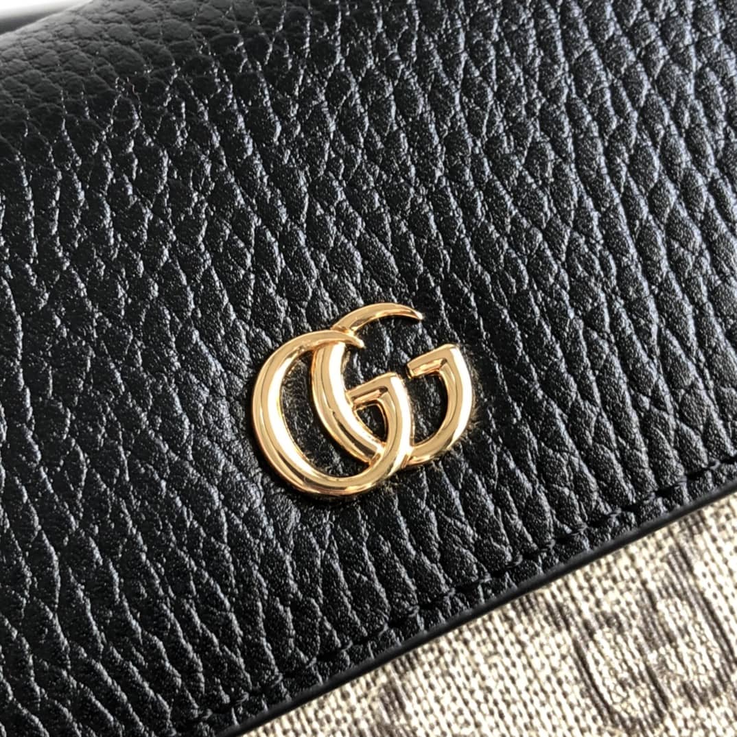 Gvc*1 GG Marmont Chain Wallet Replica Black Brown 546585