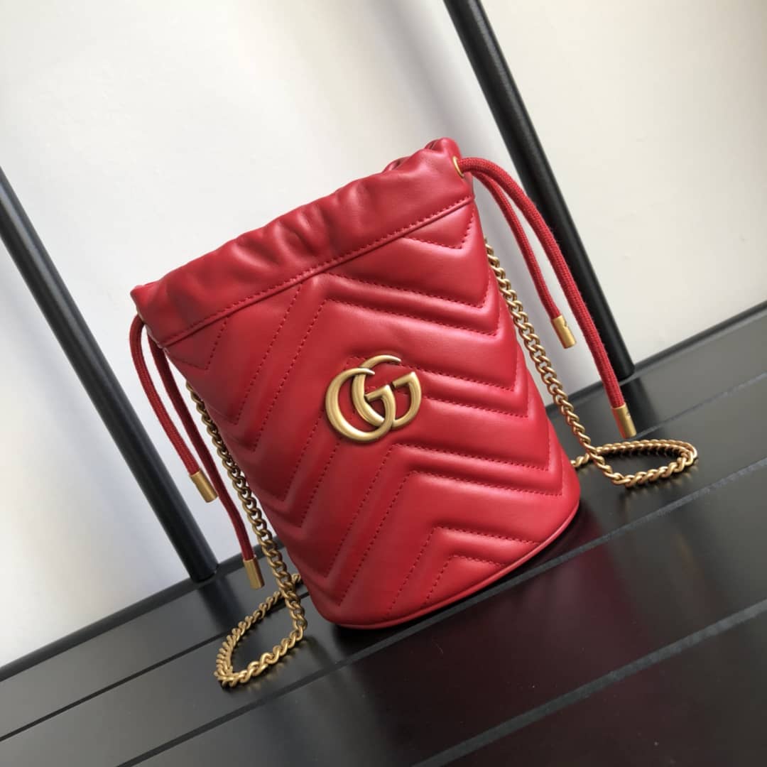 Gvc*1 GG Marmont Mini Bucket Crossbody Bag Replica Red 575163