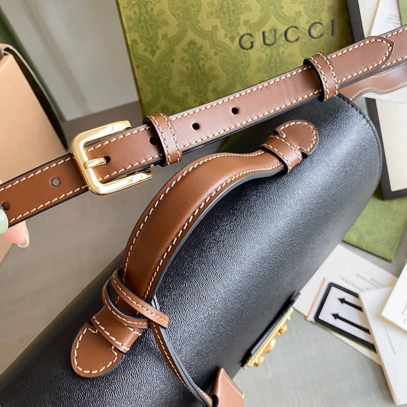 Gvc*1 Padlock Small GG Svp*me Canvas Shoulder Bag Replica Black 644527