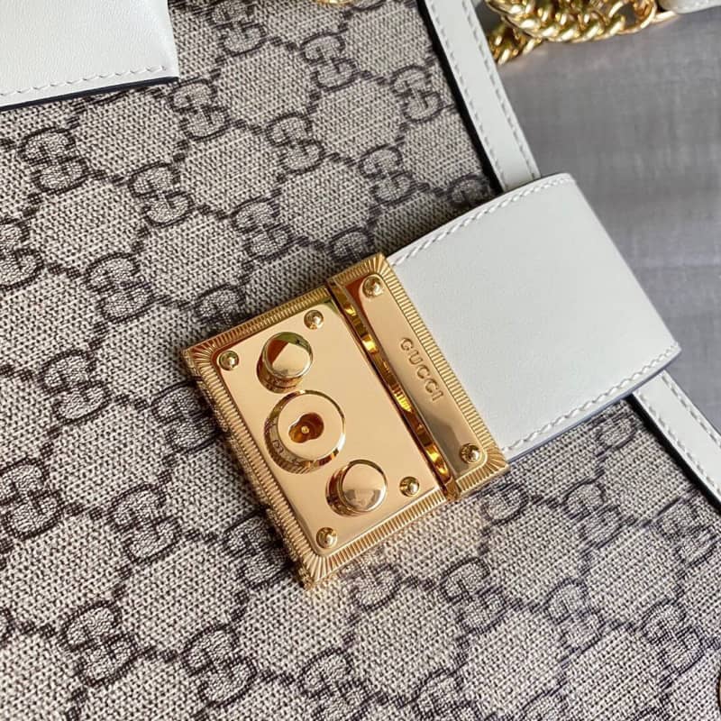 Gvc*1 Padlock Medium GG Svp*me Shoulder Bag Replica Gray White 479197