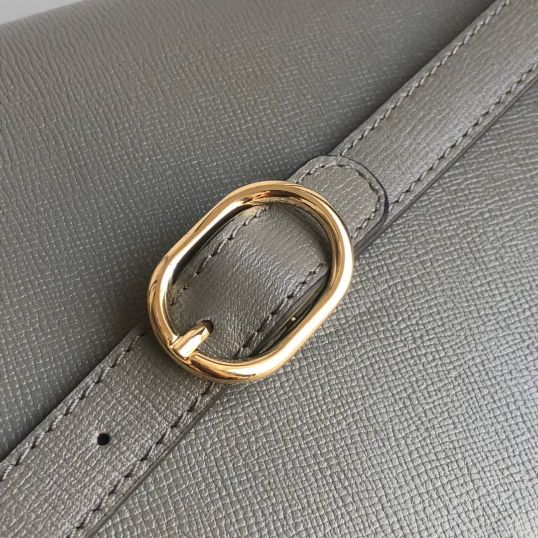 Gvc*1 GG Ring Torchon Leather Shoulder Bag Replica Gray 589474