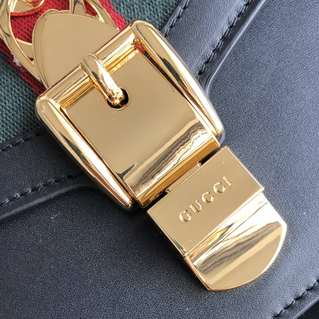 Gvc*1 Sylvie Leather Mini Chain Shoulder Bag Replica Black 431666