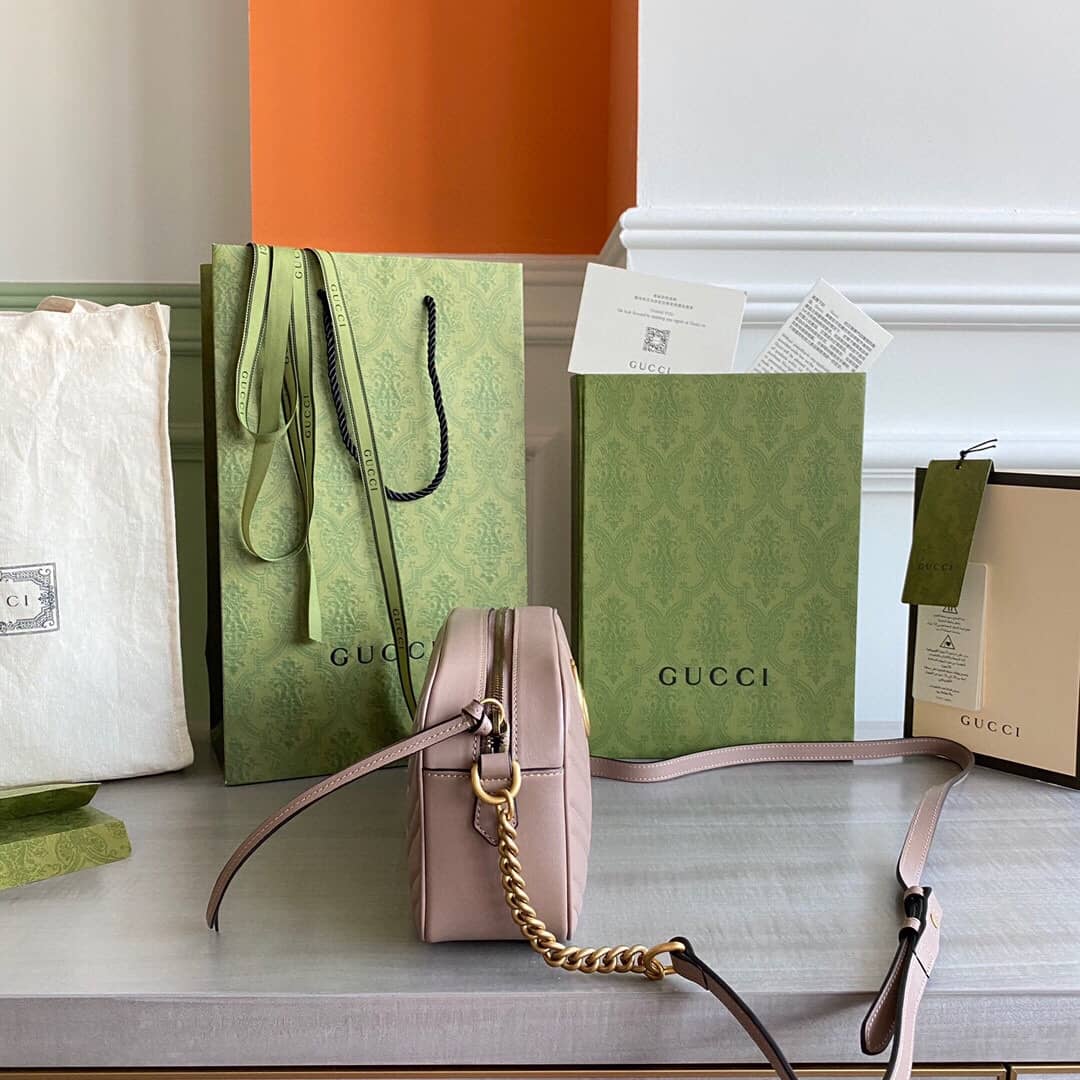 Gvc*1 Handbag Dupes GG Marmont Small Shoulder Handbag Camera Bag Replica Pink 447632