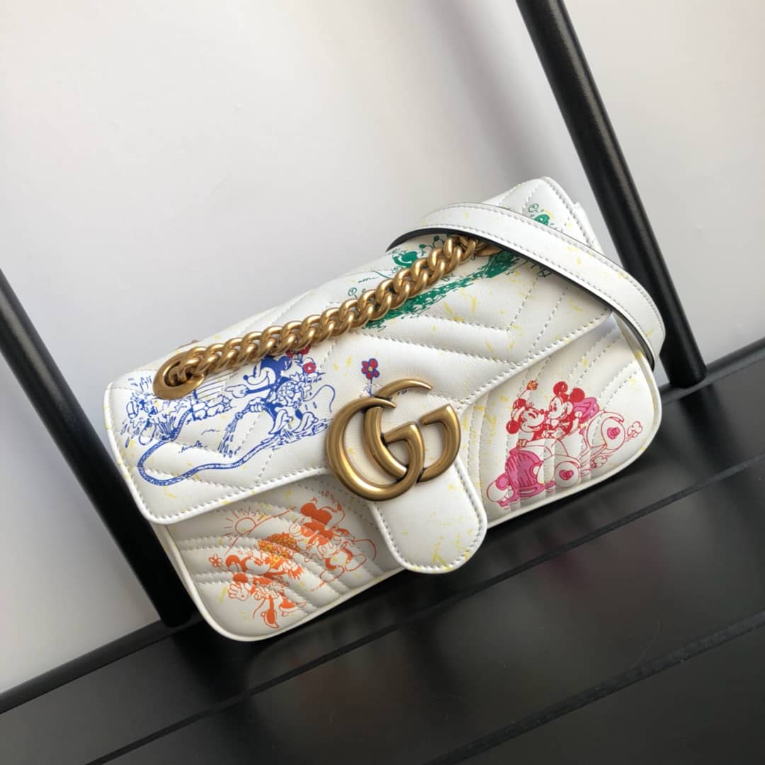 Gvc*1 GG Marmont Mini Matelasse Shoulder Bag Replica White 446744