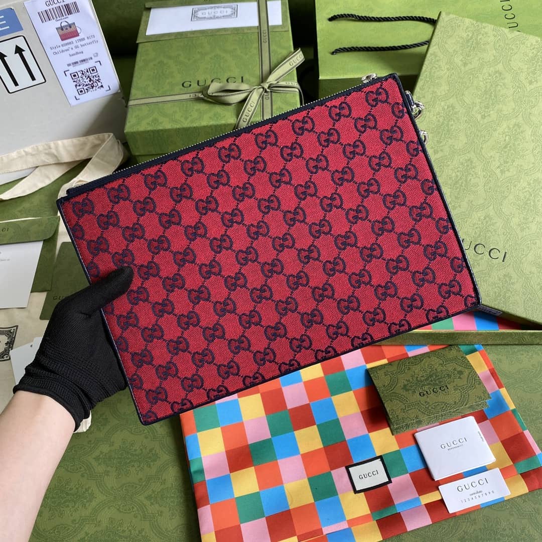Gvc*1 GG Marmont Red Canvas Pouch Replica 661105