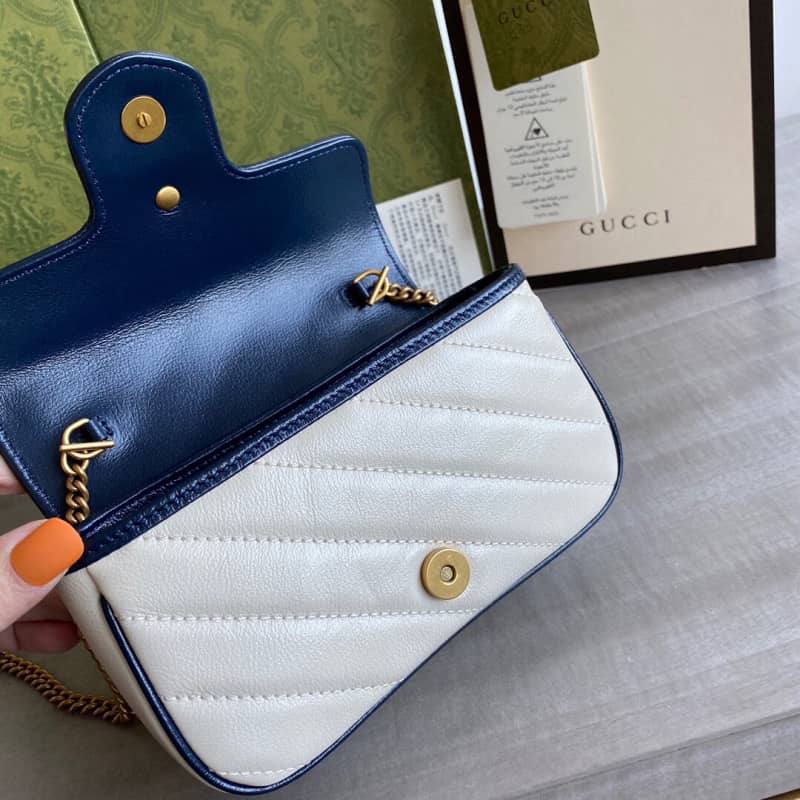 Gvc*1 GG Marmont Mini Matelasse Leather Shoulder Bag Replica White 574969