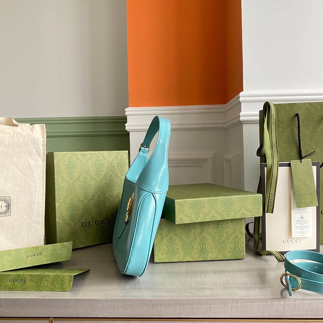 Gvc*1 GG Jackie 1961 Small Hobo Shoulder Bag Replica Blue 636709