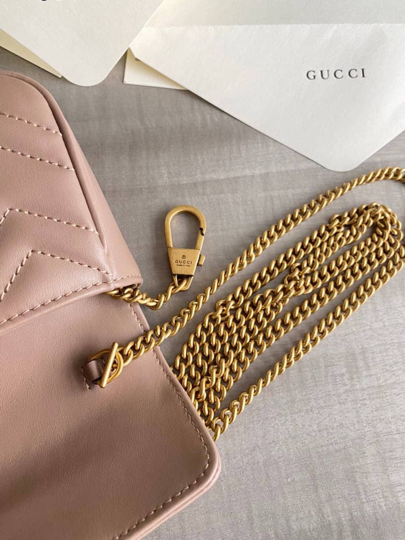 Gvc*1 GG Marmont Matelasse Leather Mini Shoulder Bag Replica Pink 476433
