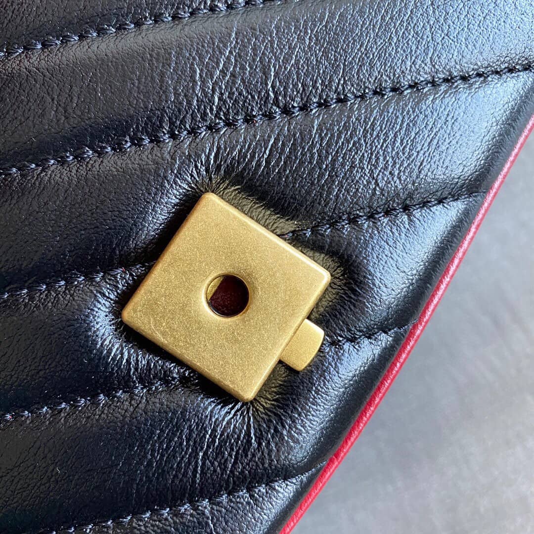 Gvc*1 GG Marmont Matelasse Shoulder Bag Replica Black 443497