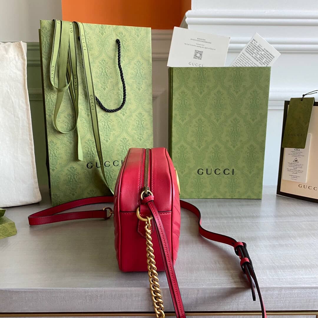Gvc*1 GG Marmont Small Shoulder Handbag Camera Bag Replica Red 447632