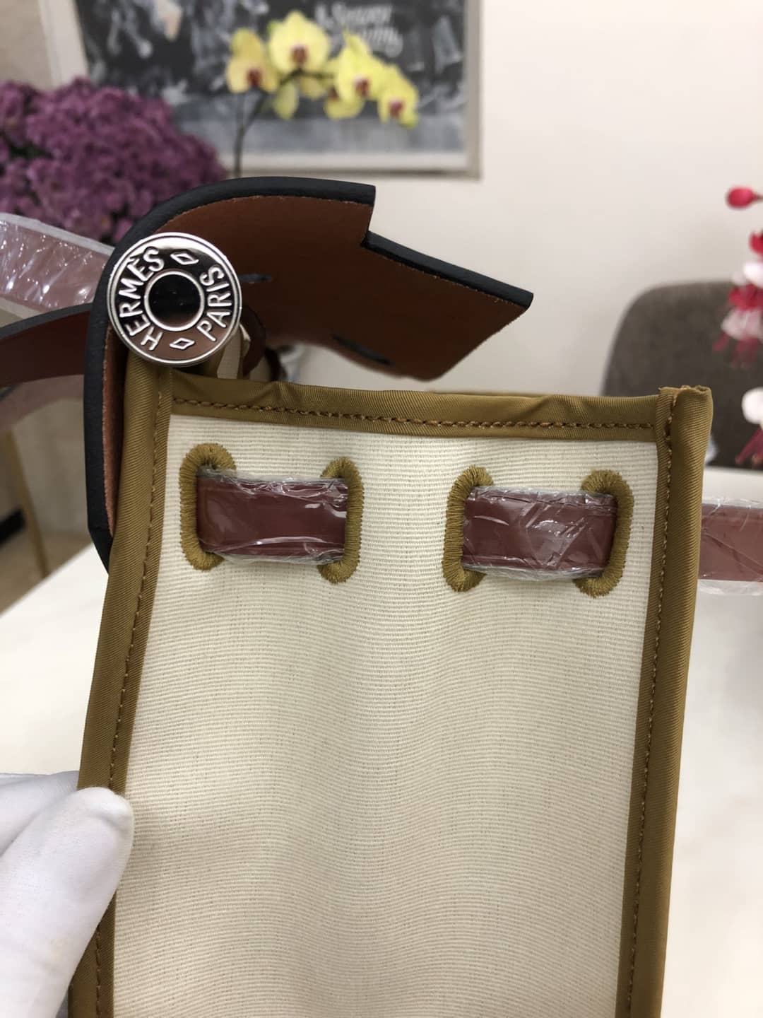 Replica H**me5 Birkin Bag 31 Canvas Leather HerBag