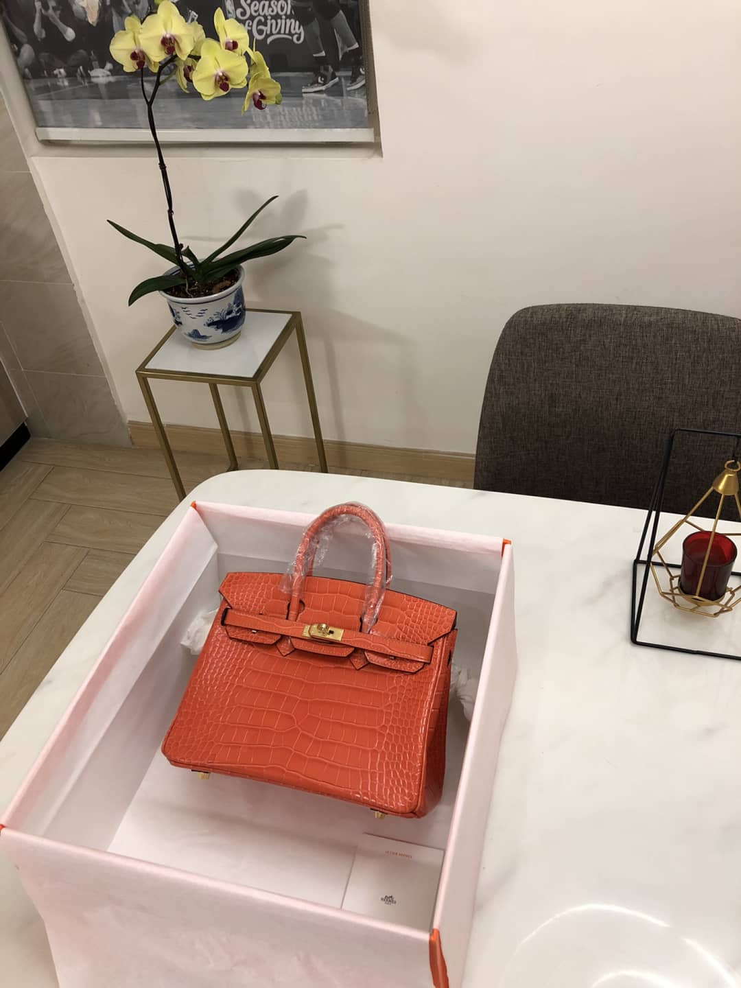 H**me5 Birkin 25CM Crocodile Shiny Replica Bag