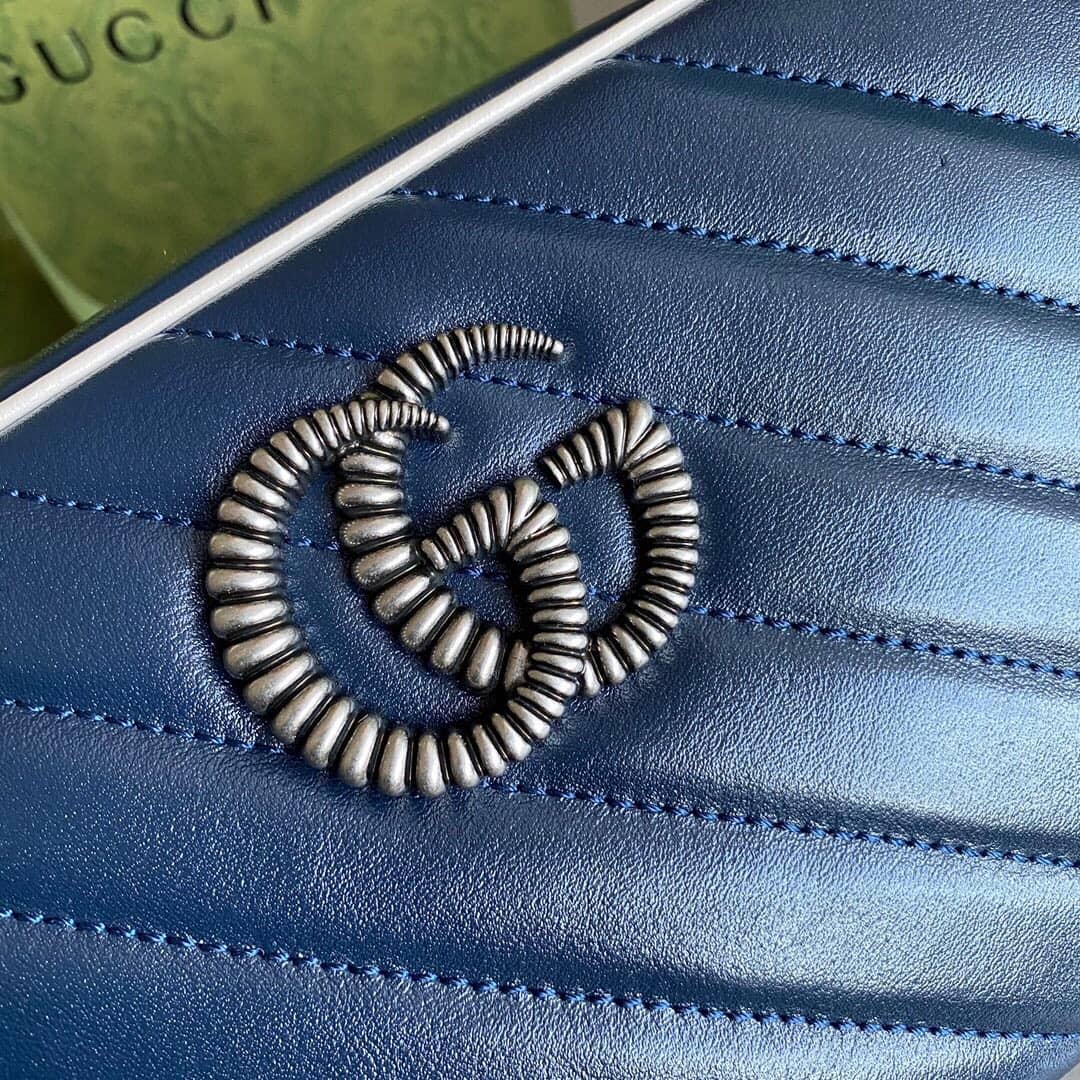 Gvc*1 GG Marmont Small Shoulder Handbag Camera Bag Replica Blue 447632