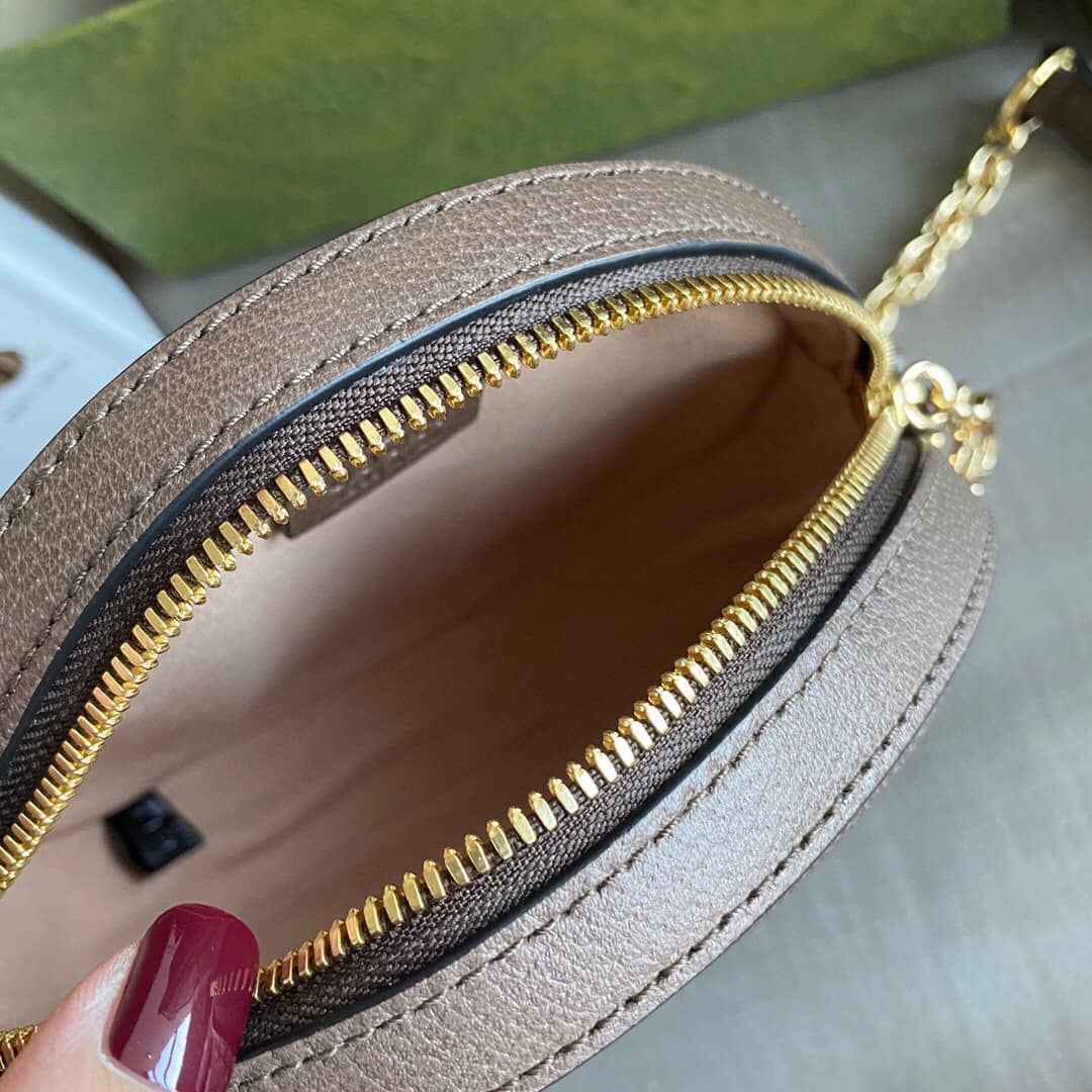 Gvc*1 Ophidia Mini Round Shoulder Bag Replica Brown 550618
