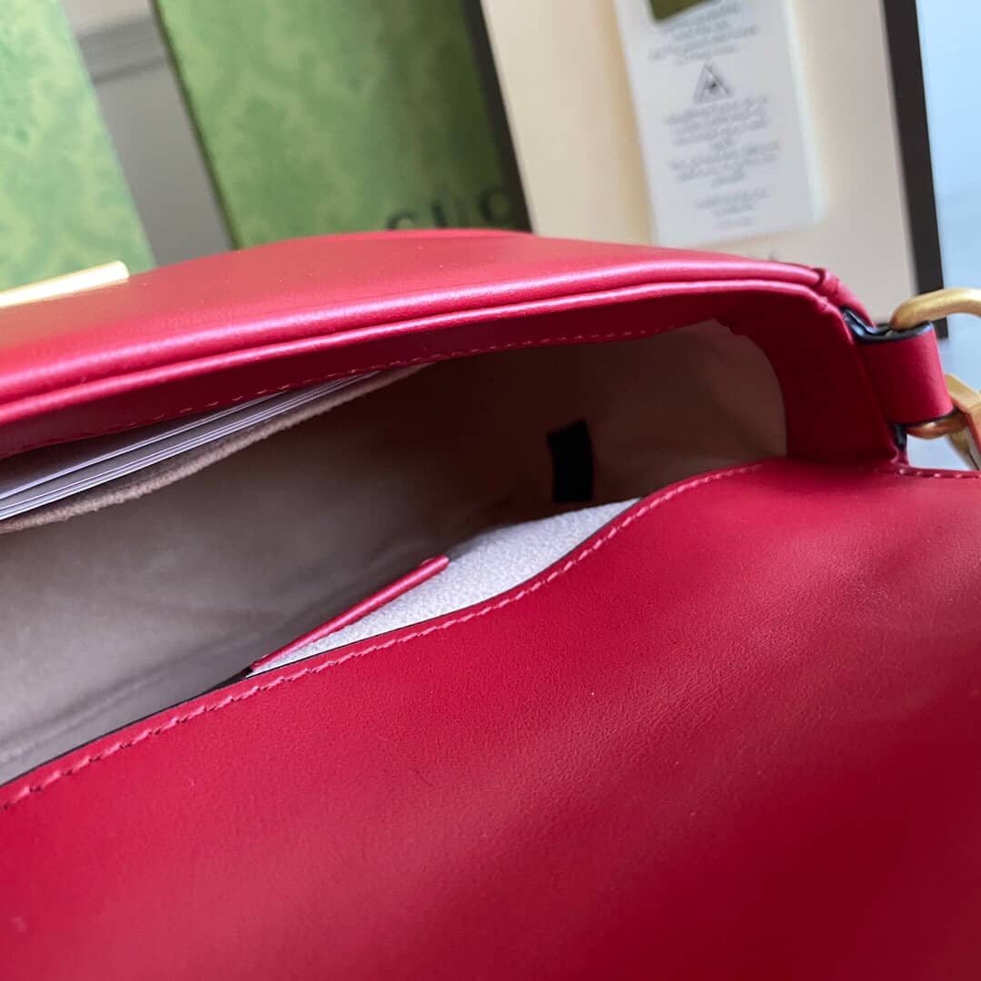 Gvc*1 GG Marmont Mini Leather Top Handle Bag Replica Red 547260