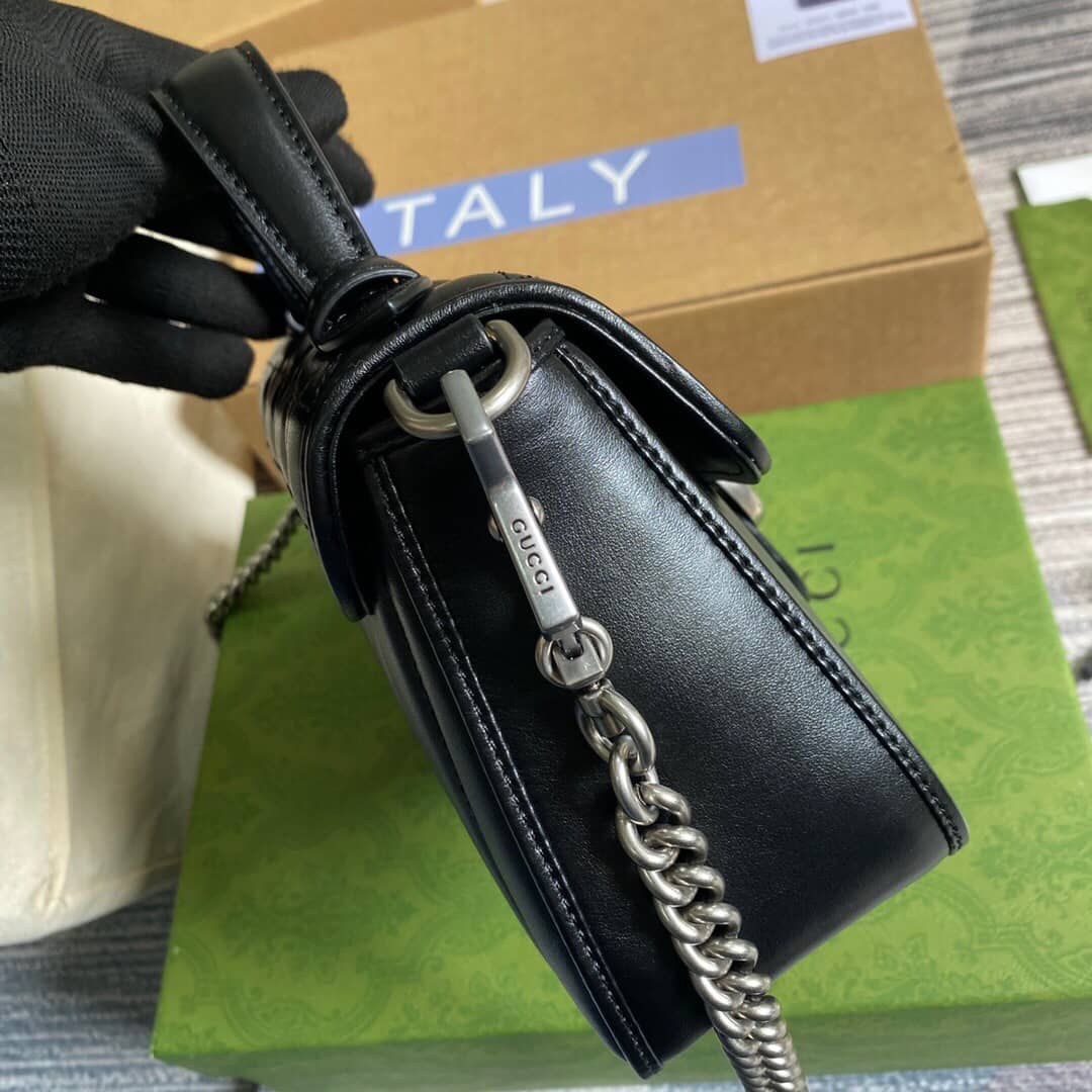 Gvc*1 GG Marmont Mini Top Handle Bag Replica Black 583571