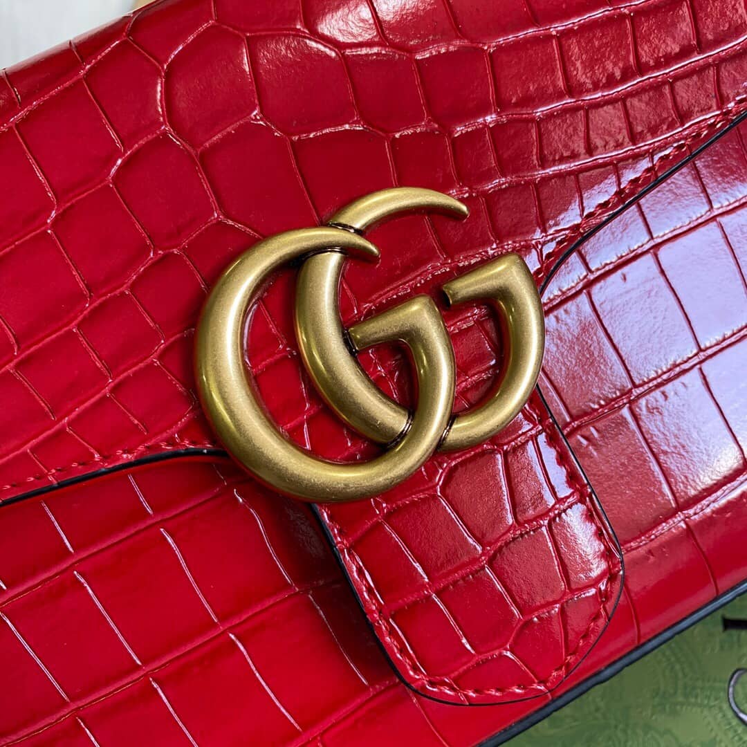 Gvc*1 GG Marmont Mini Leather Top Handle Bag Replica Red 547260