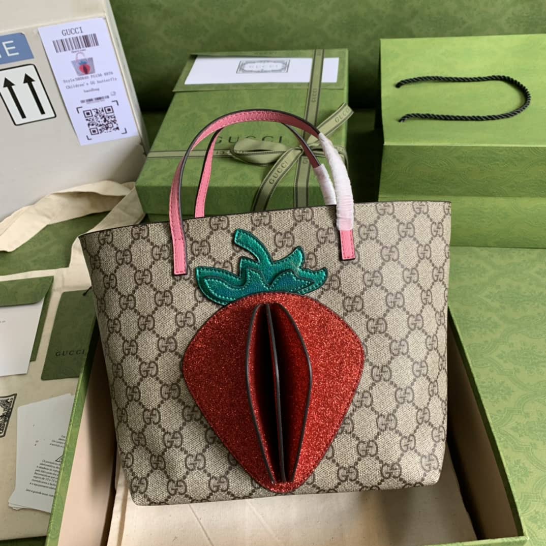 Gvc*1 GG Svp*me Strawberry Shopping Bag Replica 580840